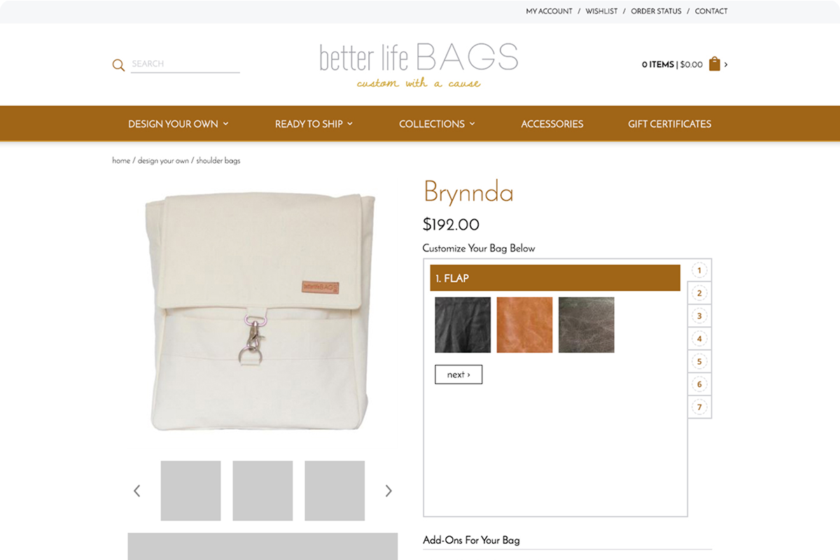 Better Life Bags Custom Builder