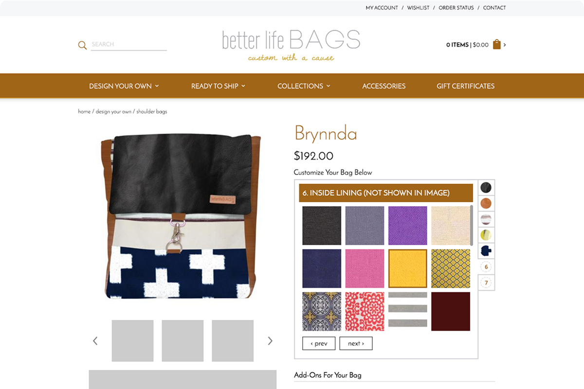 Better Life Bags Custom Builder