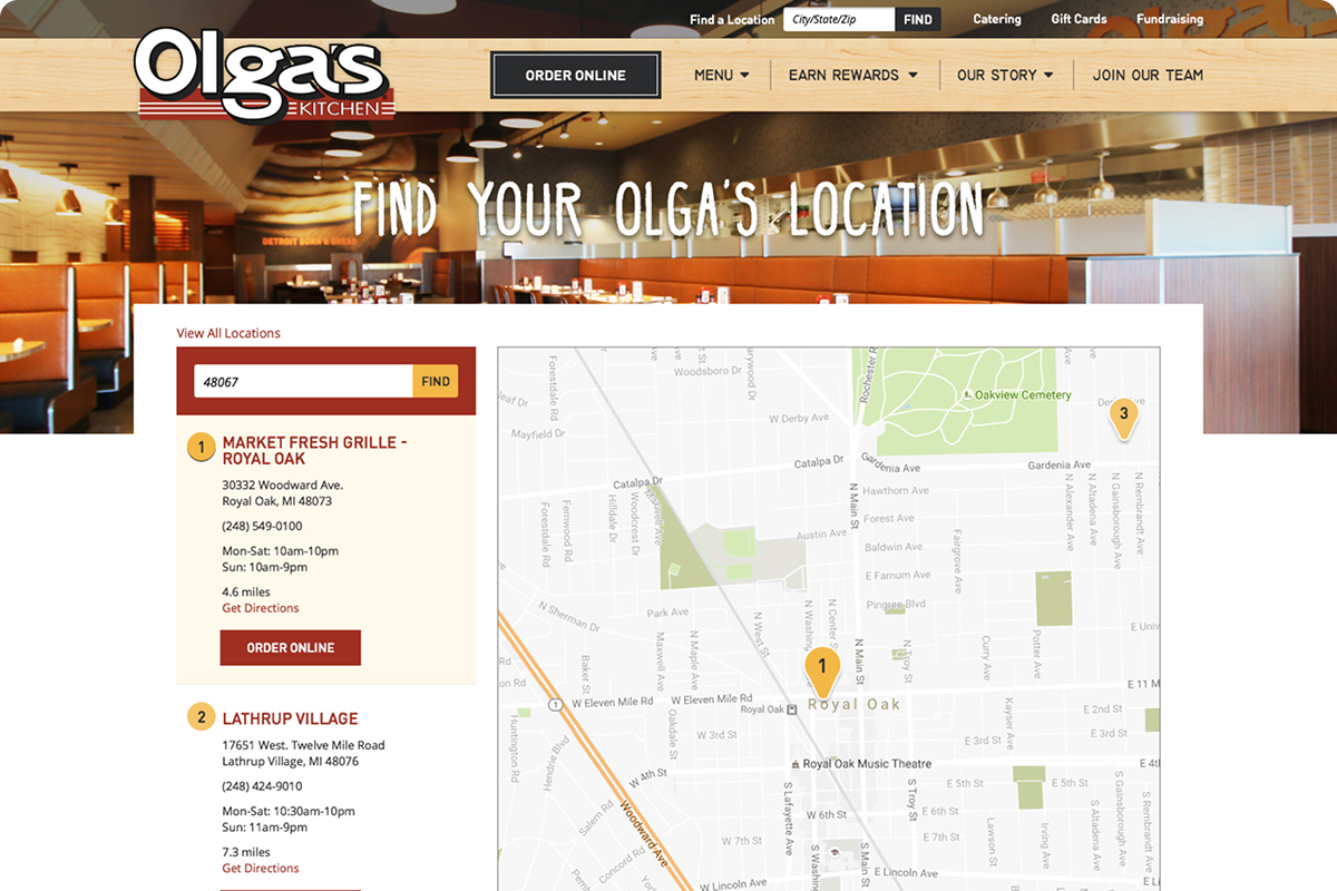 Olga's Store Locator